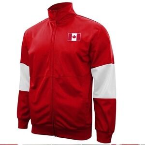NEW Icon Sports Canada Mens Windbreaker Red Full Zip Jacket Soccer Fan Medium